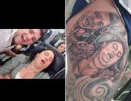 Перешел все границы: британец отомстил жене, сделав себе ее татуировку с лишними подбородками
