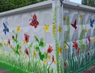 На Дніпропетровщині звичайну стіну прикрасили квітами та метеликами