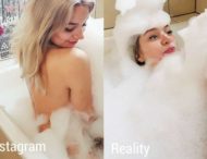 Девушка показывает разницу между реальной жизнью и Instagram