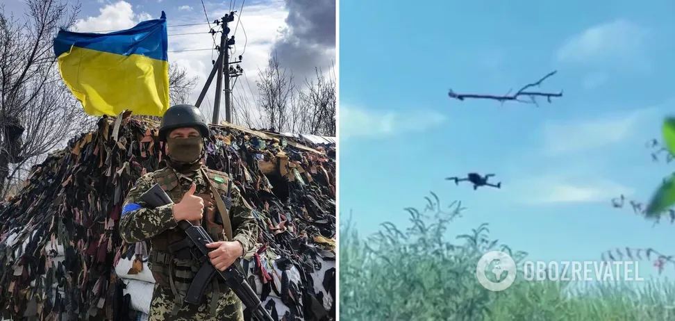 Бійці ЗСУ збили ворожий дрон звичайною гілкою: момент потрапив на відео
